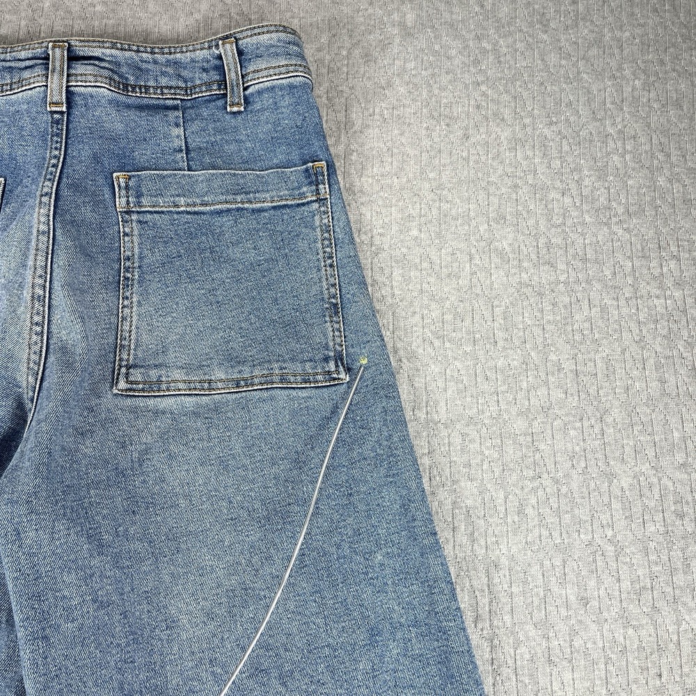 Zara Y2K 90s baggy Wide Leg High-Rise‎ Jeans Women 6/26X30 light wash Raw Hem - Picture 8 of 12